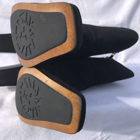 Anne Klein Black Suede Mid Calf High Heel Boots w/Square Toe - Picture 10 of 16